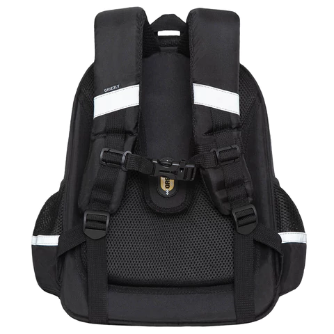 Ранец GRIZZLY анатомическая спинка, c брелоком, для девочек, "Кот и месяц", 36х28х20 см, RAz-286-1/1