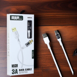 Кабель USB MRM MR92t USB Type-C, длина 1000мм, ток 3А, белый / Поддержка Super-Fast-Charge для ускоренной зарядки
