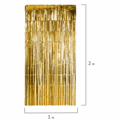 Дождик-занавес для праздника и фотозоны, длина 2 м, ширина 1 м, золотистый, ЗОЛОТАЯ СКАЗКА, 592050