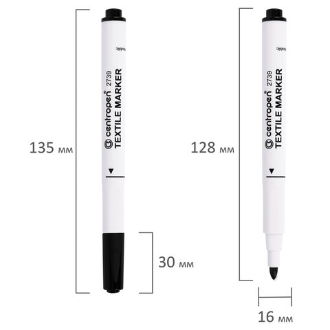 Маркеры для ткани 6 ЦВЕТОВ CENTROPEN "Textile Marker", круглый наконечник, 1,8 мм, 2739/6, 5 2739 0610