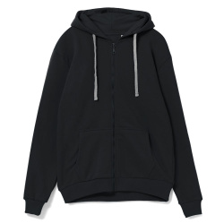 Толстовка на молнии с капюшоном Unit Siverga Heavy, черная, XS–5XL