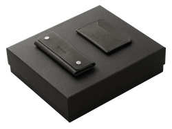 Подарочный набор Long River: картхолдер, ключница, Размер С лого, Цвет черный