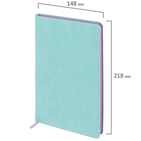 Блокнот-скетчбук А5 (148x218 мм), BRAUBERG "Metropolis Mix", под кожу, 80 л., без линовки, мятный, 113319