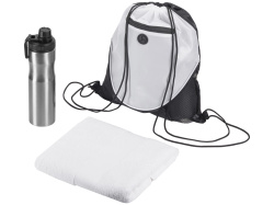 Спортивный набор со стальной бутылкой и полотенцем «Advanced», Цвет белый, серебристый