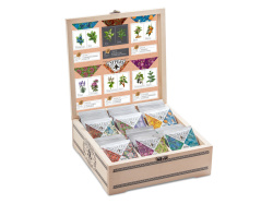 Подарочный набор с пакетированным чаем в деревянной шкатулке без лого , Цвет крафт/многоцвет