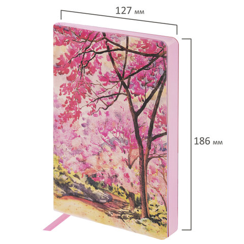 Ежедневник недатированный B6 (127х186 мм), BRAUBERG VISTA, под кожу, гибкий, 136 л., "Spring garden", 112110