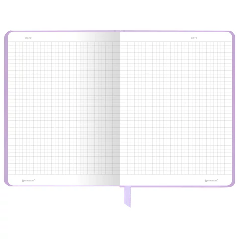Блокнот с резинкой в клетку 96 л., А5 145х203 мм, твердая обложка, BRAUBERG, "Minimal", сиреневый, 116322