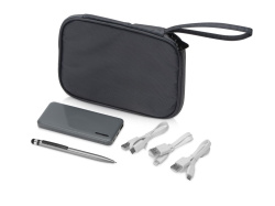 Подарочный набор с ручкой и повербанком «Nathom», Цвет темно-серый