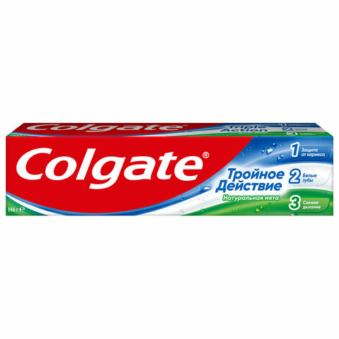 Зубная паста 100 мл COLGATE "Натуральная мята", тройное действие, с фторидом, 7891024128992