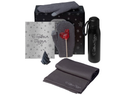Подарочный набор «Re:Air» с варежками, шарфом и термосом, Цвет серый