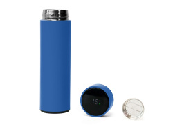 Термос FAMILY MARK LED, индикатор, soft touch, Цвет синий