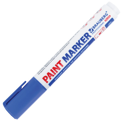 Маркер-краска лаковый (paint marker) 6 мм, СИНИЙ, НИТРО-ОСНОВА, BRAUBERG PROFESSIONAL PLUS EXTRA, 151453