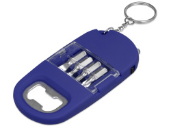 Брелок-открывалка с отвертками и фонариком «Uni» софт-тач, Цвет синий