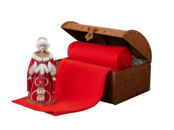 Подарочный набор: кукла фарфоровая, плед флисовый, Цвет красный