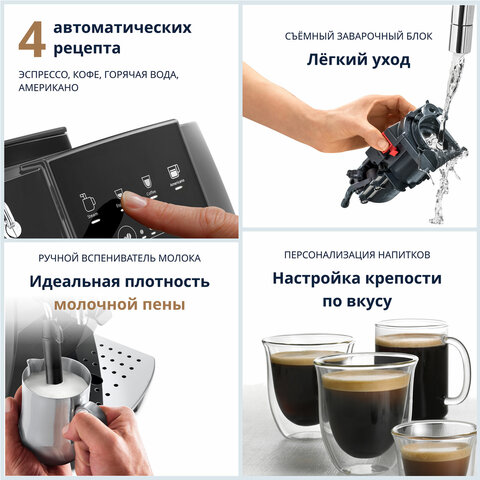 Кофемашина DELONGHI Magnifica Start ECAM220.22.GB, 1450 Вт, объем 1,8 л, ручной капучинатор, черная