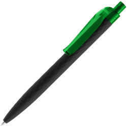Ручка шариковая Prodir QS01 PRT-T Soft Touch, черная с зеленым, 14х1 см