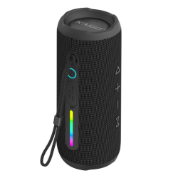 Колонка портативная KAIGO (КАЙГО) BT16T, 10 Вт, Bluetooth, Micro SD, AUX, RGB, TWS, IPX7, черная, 514225