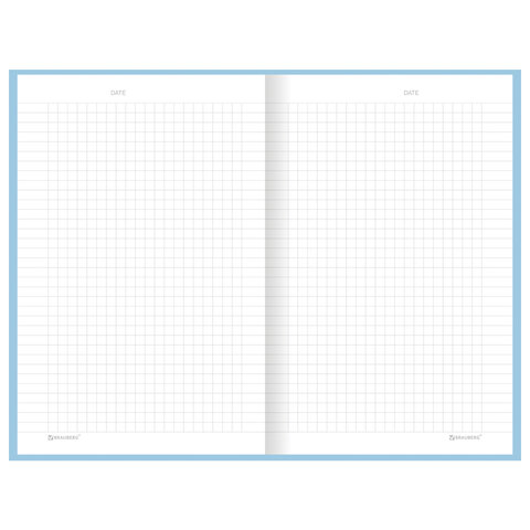Блокнот А5 134х206 мм, 80 л., твёрдый, клетка, BRAUBERG "Minimal", голубой, 116442