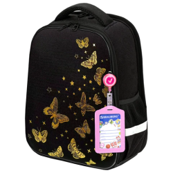 Ранец BRAUBERG FIT, 2 отделения, "Golden butterflies", 38х27х14 см, 274383