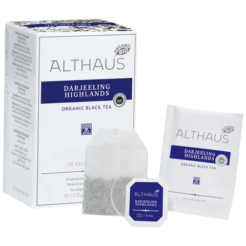 Чай ALTHAUS "Darjeeling Highlands" черный, 20 пакетиков в конвертах по 1,75 г, ГЕРМАНИЯ, TALTHB-DP0030