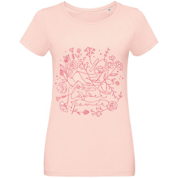 Футболка женская Flower Power, розовая, S–XL