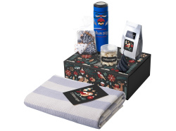 Подарочный набор «Re:Warm» с пледом, термосом и свечой, Цвет синий