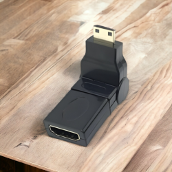 Переходник mini HDMI-M на HDMI-M 360°, черный / Подходит для подключения ноутбуков, камер, видеокамер, планшетов и других устройств к мониторам, телевизорам и проекторам