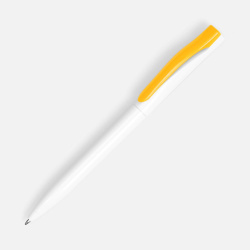 Ручка шариковая Pin, белая с желтым, 14,5х1,0 см