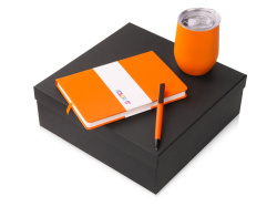 Подарочный набор "COLOR IT" c блокнотом, ручкой и термокружкой, Размер твердая обложка, Цвет оранжевый