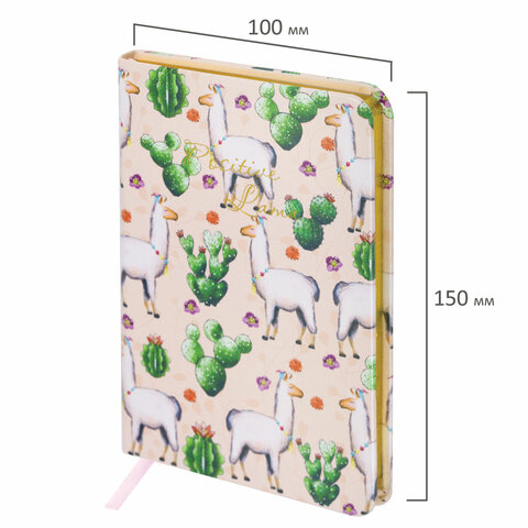 Блокнот МАЛЫЙ ФОРМАТ (100х150 мм) А6, BRAUBERG VISTA "Positive lama", под кожу, твердый, срез фольга, 80 л., 112098