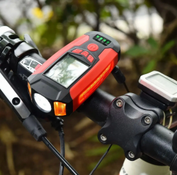 Умный велосипедный фонарь Bicycle Lamp Function King AS0808 (фара, сигнал, сигнализация, спидометр, дистанция и т.д.) / Велокомпьютер, велофонарь, сигнализация