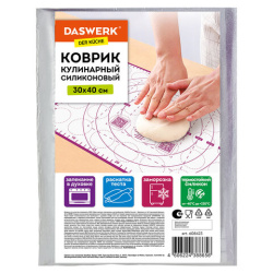 Коврик силиконовый для раскатки/запекания 30х40 см, фиолетовый, DASWERK, 608423