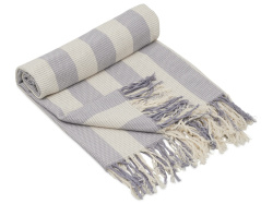 Плед «Reglet» из хлопка с бахромой, Цвет серый