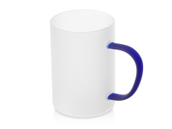 Стеклянная матовая кружка для сублимации «Акцент», Цвет белый/синий