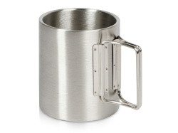 Стальная кружка со складными ручками «Kamchatka», Цвет серебристый