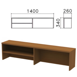 Надстройка для стола письменного "Монолит", 1400х260х340 мм, 1 полка, цвет орех гварнери, НМ38.3