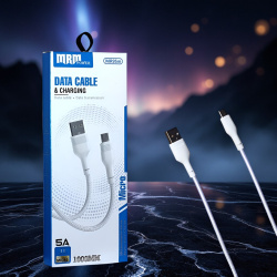 Кабель USB MRM MR95m USB-Micro, длина 1000мм, ток 5А, белый / Высокая мощность и надежная передача данных