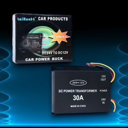 Автомобильный инвертор / преобразователь напряжения 24V на 12V, 30A, черный