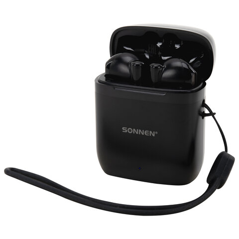 Наушники беспроводные TWS вкладыши с микрофоном, SONNEN EP-BH10B, Bluetooth 5.3, черные, 514122