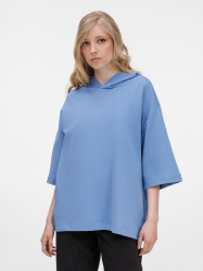 Футболка оверсайз унисекс с капюшоном Neofit, синяя, XS–XXL