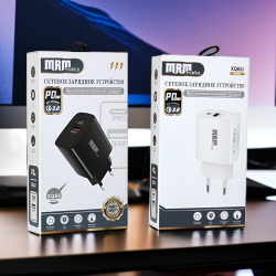 Сетевое зарядное устройство MRM XQ65 PD20W + QC3.0 5V/3.1A, 1USB, черный и белый цвет