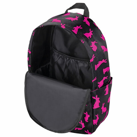 Рюкзак BRAUBERG POSITIVE универсальный, карман-антивор, "Pink Rabbits", 42х28х14 см, 270780