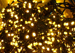Гирлянда "Новогодняя" с небьющимися лампами 13 метров 200 Led Желтая