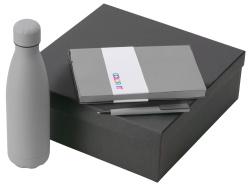 Подарочный набор «COLOR IT» c блокнотом, ручкой и термобутылкой, Размер гибкая обложка, Цвет серый