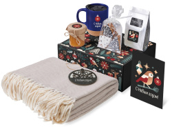 Подарочный набор «Re:Nest» с пледом, кружкой и вареньем, Цвет синий