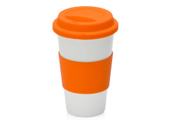 Фарфоровая кружка с двойными стенками «Toronto», Цвет белый/оранжевый