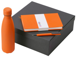 Подарочный набор «COLOR IT» c блокнотом, ручкой и термобутылкой, Размер магнитная обложка, Цвет оранжевый