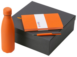 Подарочный набор «COLOR IT» c блокнотом, ручкой и термобутылкой, Размер гибкая обложка, Цвет оранжевый