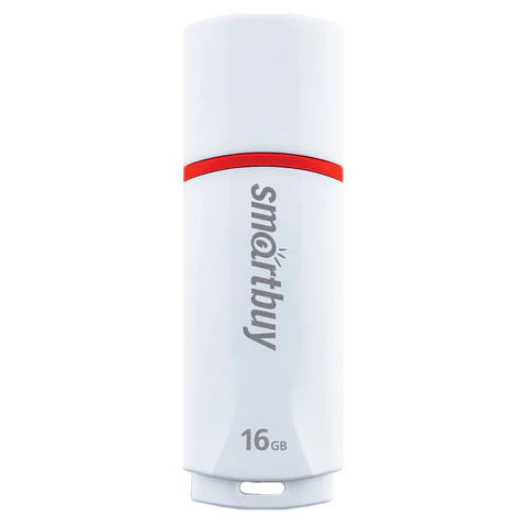 Флеш-диск 16 GB, SMARTBUY Crown, USB 2.0, белый, SB16GBCRW-W