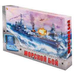 Игра настольная "Морской бой", игровое поле 2 шт., фишки, фигурки кораблей, РК, ИН-1760